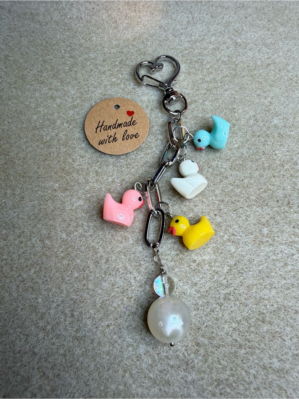 Duckies & Bubbles Charm Keychain/ Bag Charm Multicolor- NWT Handmade